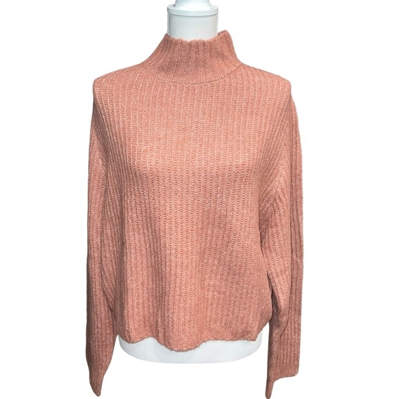 WAYF Marley Tulip Back Mock Turtleneck Sweater Pink/Mauve Women’s Size XL NWT - Picture 1 of 13